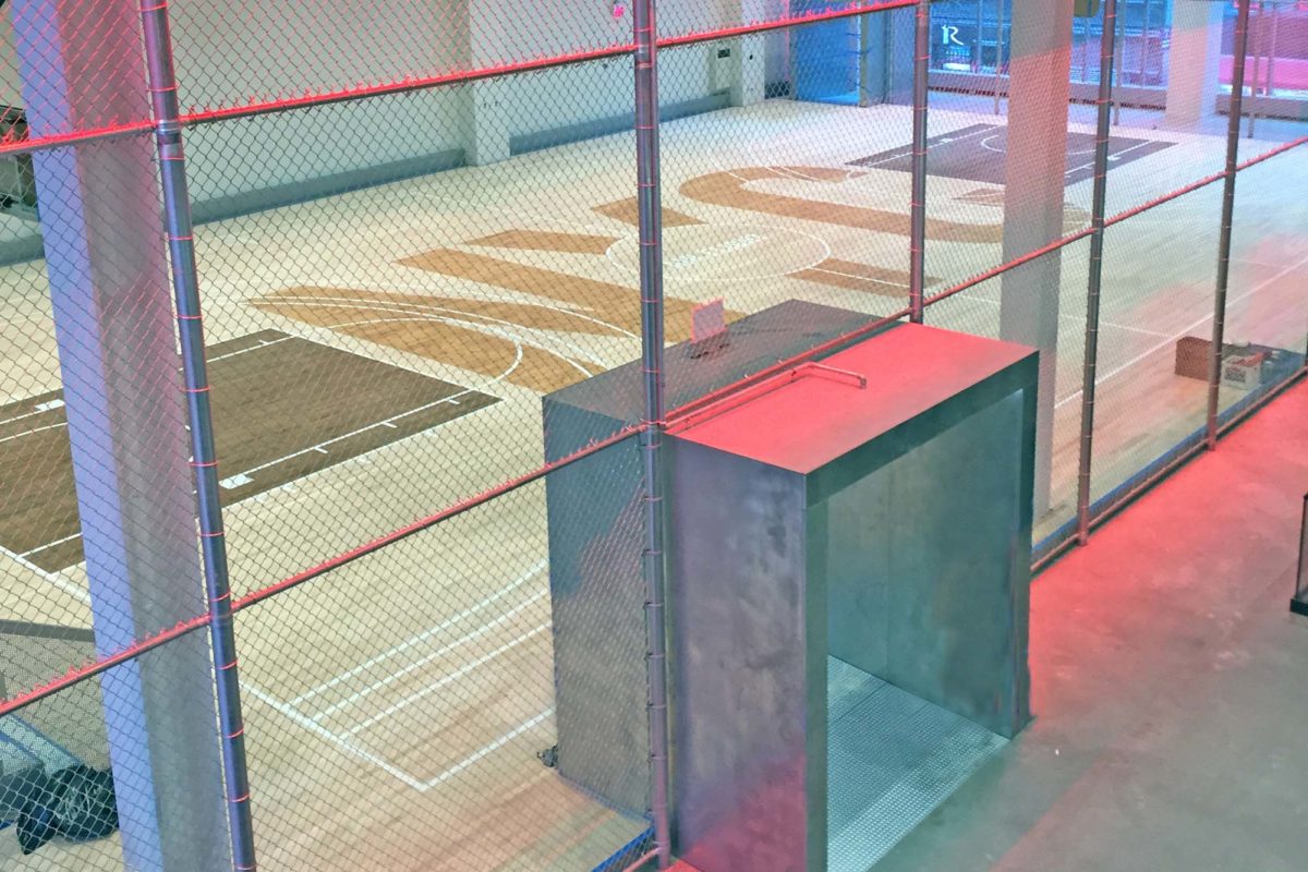 Custom Galvanized Steel Portal Makes Grand Entrance To Basketball Court.